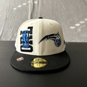 New Era 59FIFTY Orlando Magic Hat Men's 7 5.8 Cream NBA Cap NEW
